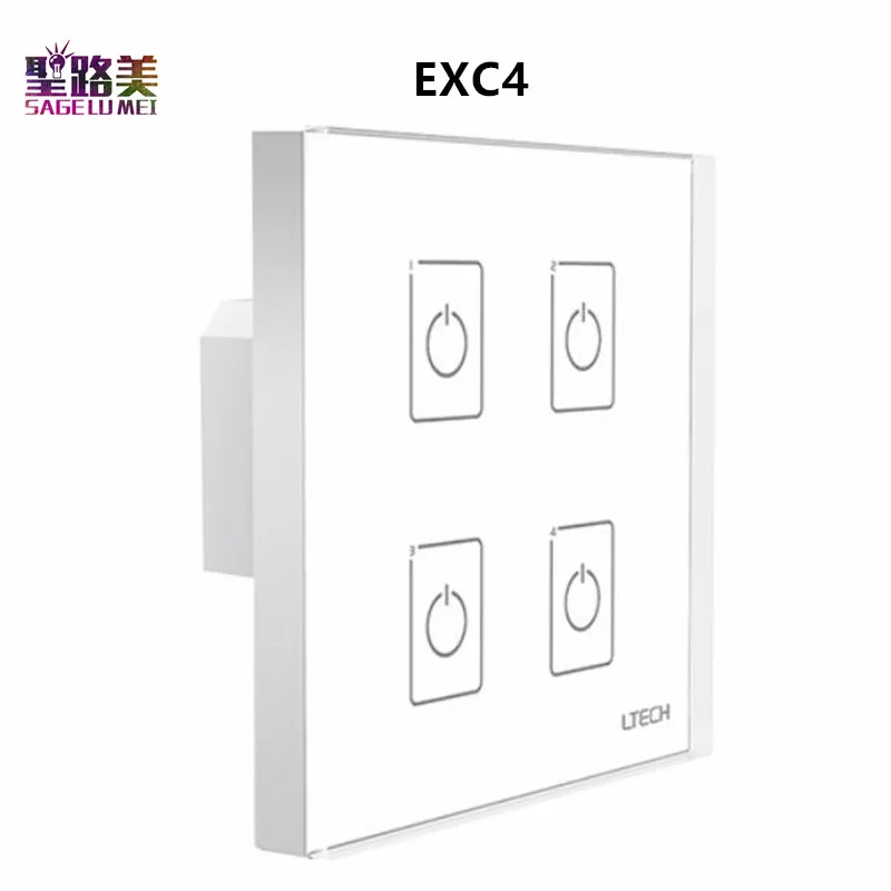 

LTECH EXC1 EXC2 EXC3 EXC4 Wall Mount DMX AC110V -220V 2.4GHZ RF Dimming Touch Panel 1 2 3 4 zone For LED Strip Light Lamp Tape