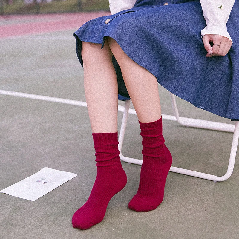 Женские теплые носки, утепленные теплые зимние цветные хлопковые носки, предотвращающие варикозное расширение вен, для беременных, носки для женщин в Корейском стиле