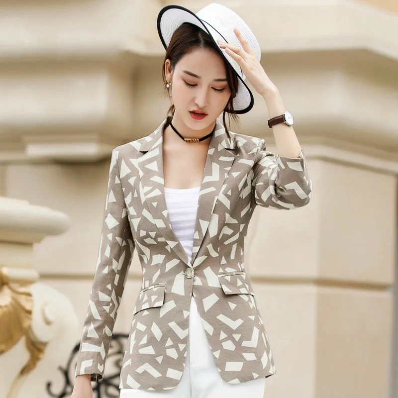 

Feminino Women Floral Blazer Notched Collar Coat Female Outerwear work Jacket women's business Blazers Elegant Blazer suits
