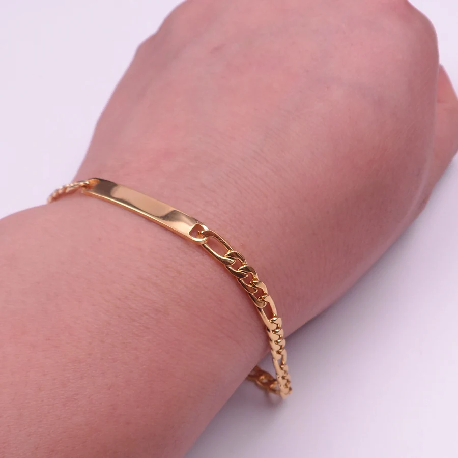 5pcs Lot ID Bracelet Stainless steel Gold for women men Gifts 4mm 8.66''