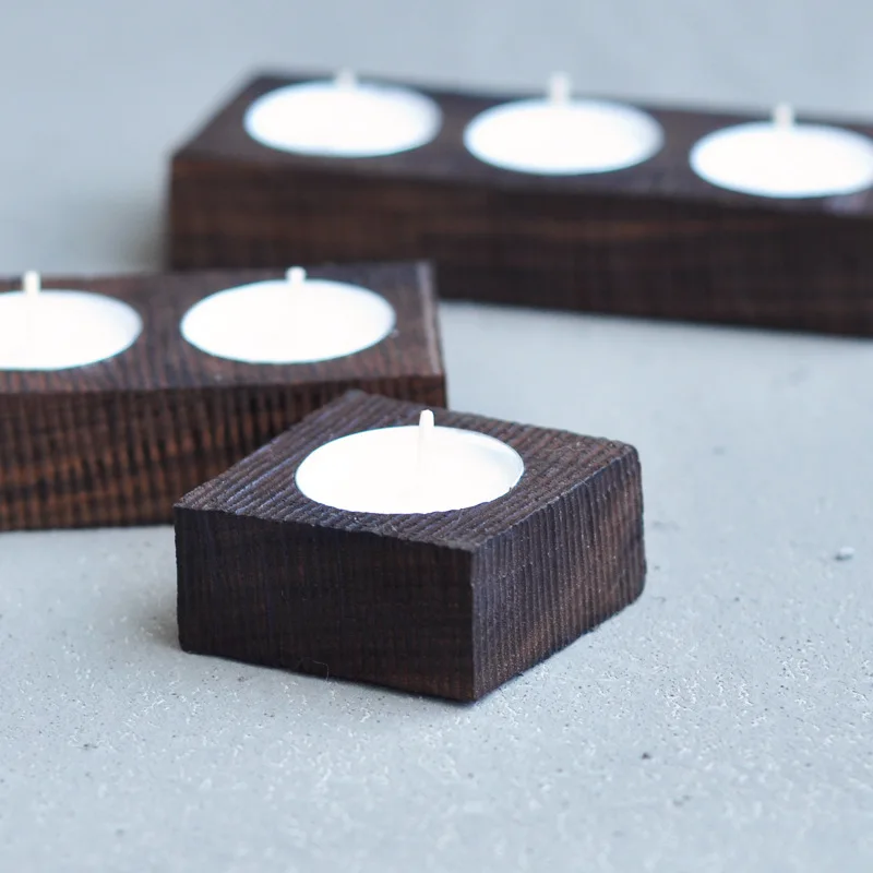 High Quality Handmade Candlestick Manual Black Walnut Wood Candle