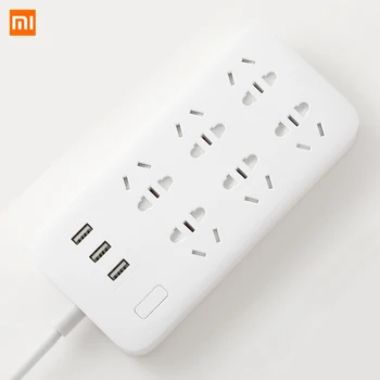 

Original Xiaomi Mijia Power Strip Basic Version 6 Sockets With 3 5V 2.1A Fast Charging USB Ports White Mi Socket Solid Color
