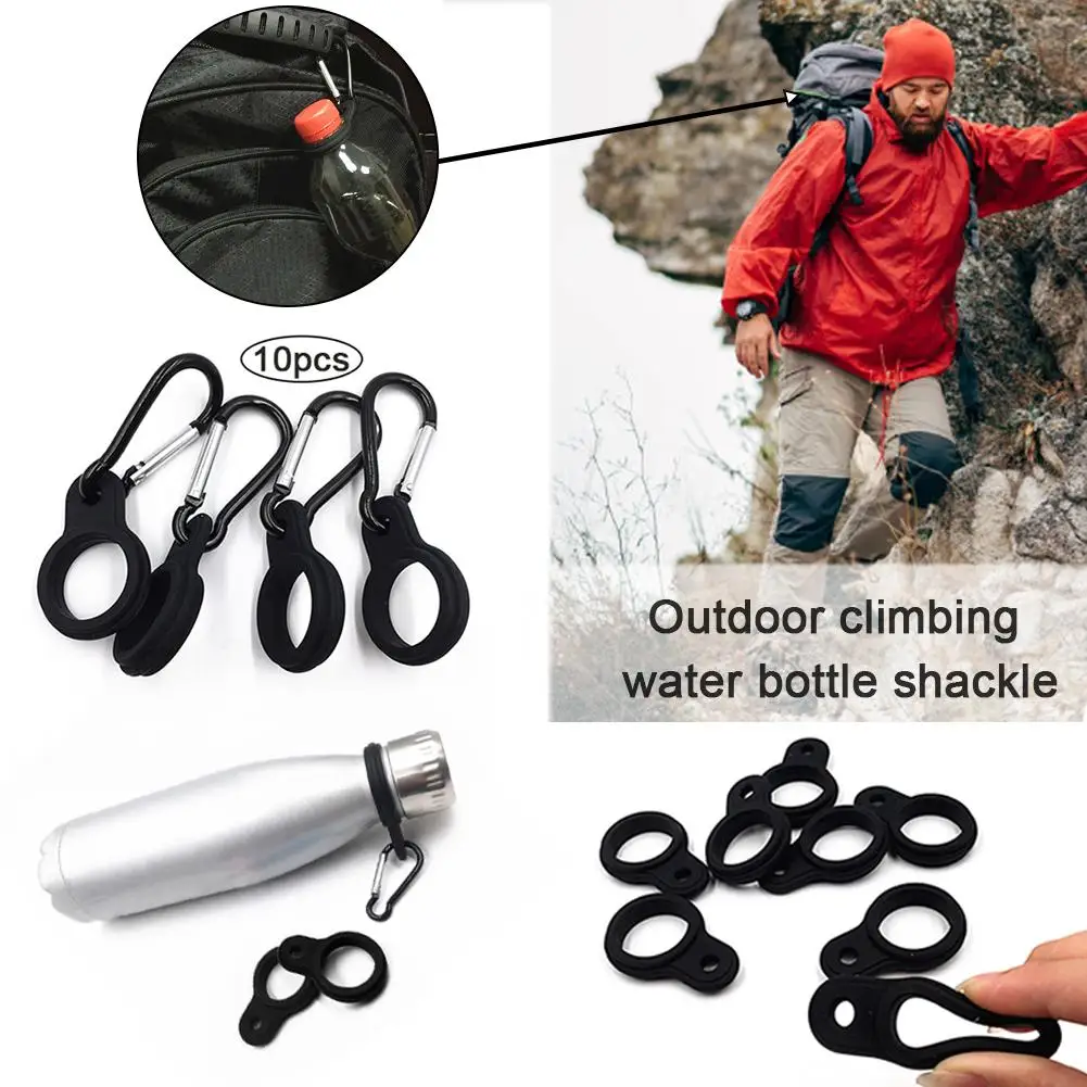 10Pcs Outdoor Climbing Water Bottle Hang Buckle Coke Silicone Carrier Carabiner Clip For Outdoor Activities Daily Use