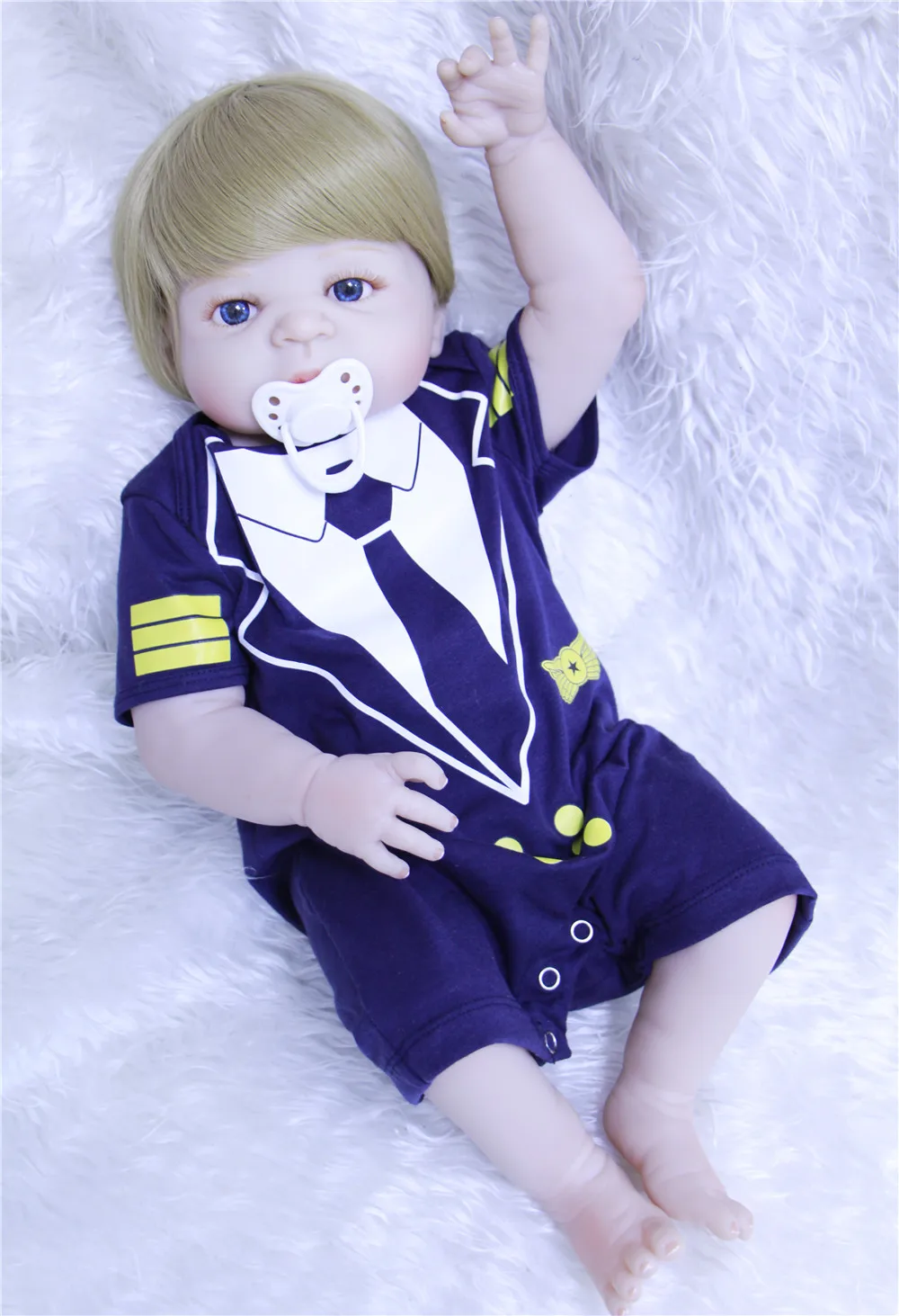 22 дюймов кукла ребенок силиконовый 55 см Reborn Baby Dolls белая кожа мальчик bonecas Модная