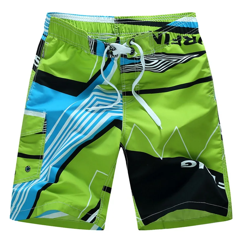 CALOFE Новые популярные мужские пляжные шорты Homme Bermuda короткие быстросохнущие пляжные шорты для серфинга, летние шорты с высокой талией, спортивные пляжные шорты - Цвет: Зеленый