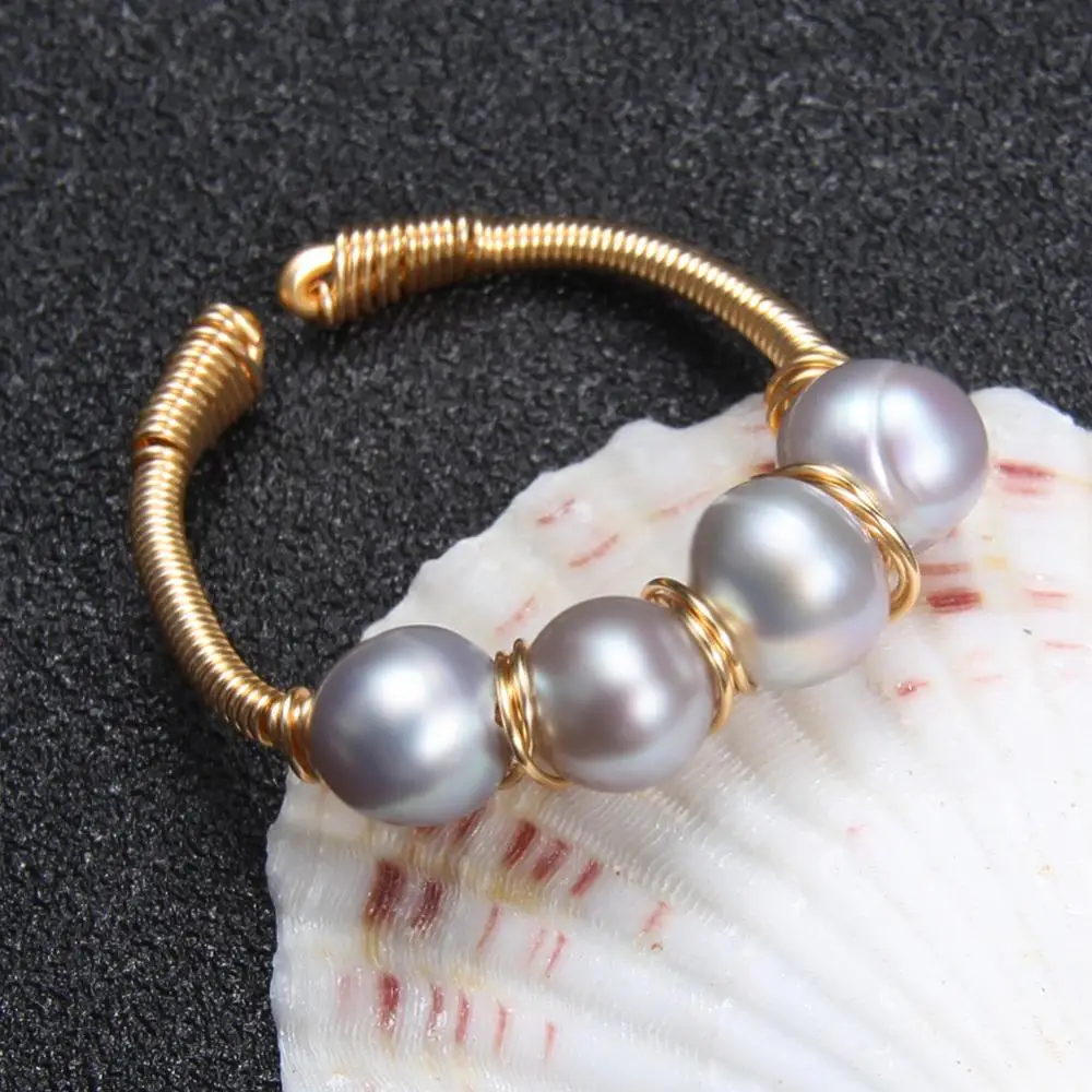 Кольцо SEVEN GIRL 6-7 мм, кольцо с натуральным жемчугом в стиле барокко для женщин, креативные золотые кольца ручной работы, роскошный подарок для девушек, светильник