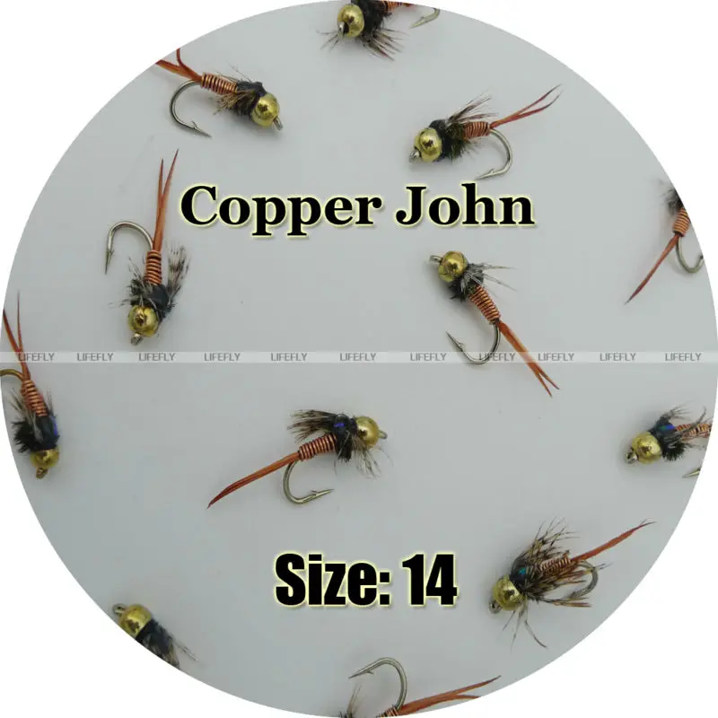 1 Dozen Beadhead Copper John Size 14 Nymph Flies, Trout, Fly Fishing