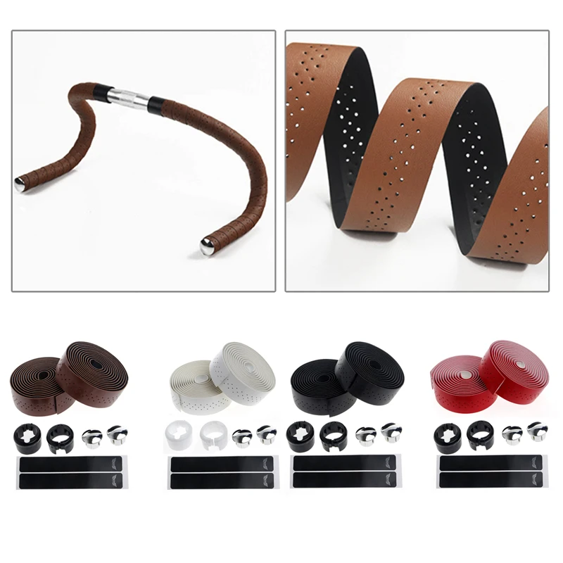 

2 Rolls Of New Retro bicycle Road Bike Sports Cork Handlebar Tape+ 2 Bar plug (Retro Brown) there are holes