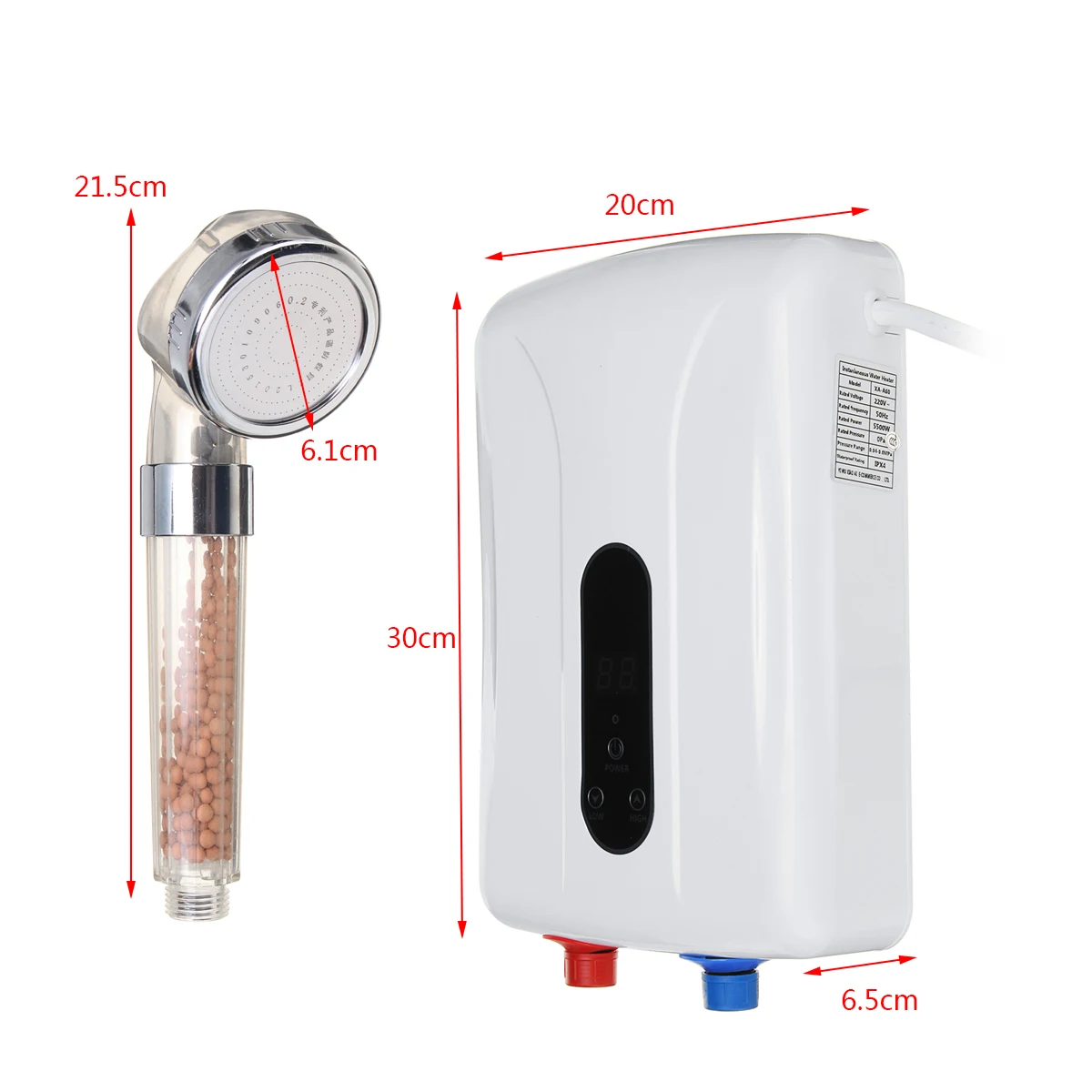 Проточный мгновенный Электрический нагреватель горячей воды 5500 Вт 220 В Бойлер для ванной комнаты набор для душа Автоматическая защита