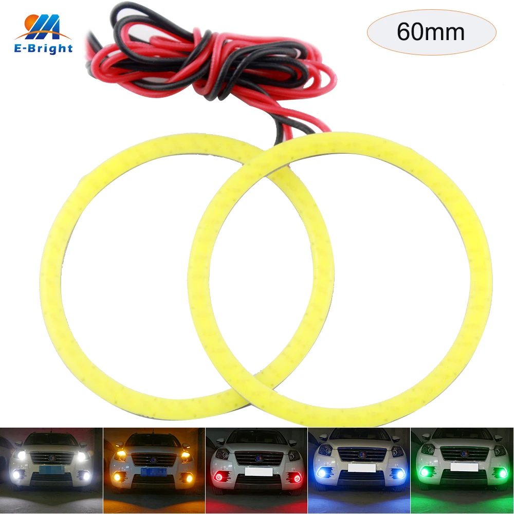 2pieces(1pair) Auto Halo Rings 60mm Cob Chips For Car Headlight 6cm 12v