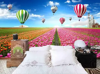 

3d wallpaper custom photo non-woven picture sea of beautiful tulips 3d wall murals wallpaper for wall room decoration painting