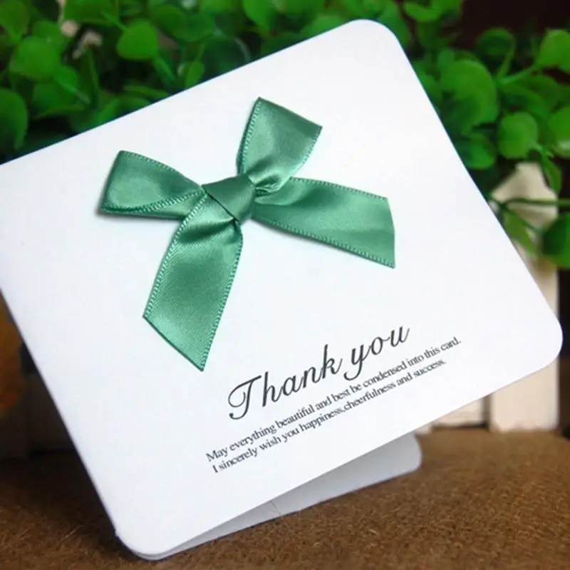  200pcs/lot Lovely Ribbon Bowknot Paper Cards Thanks Giving Card Wedding Banquet New Year Party Invi - 32464641282