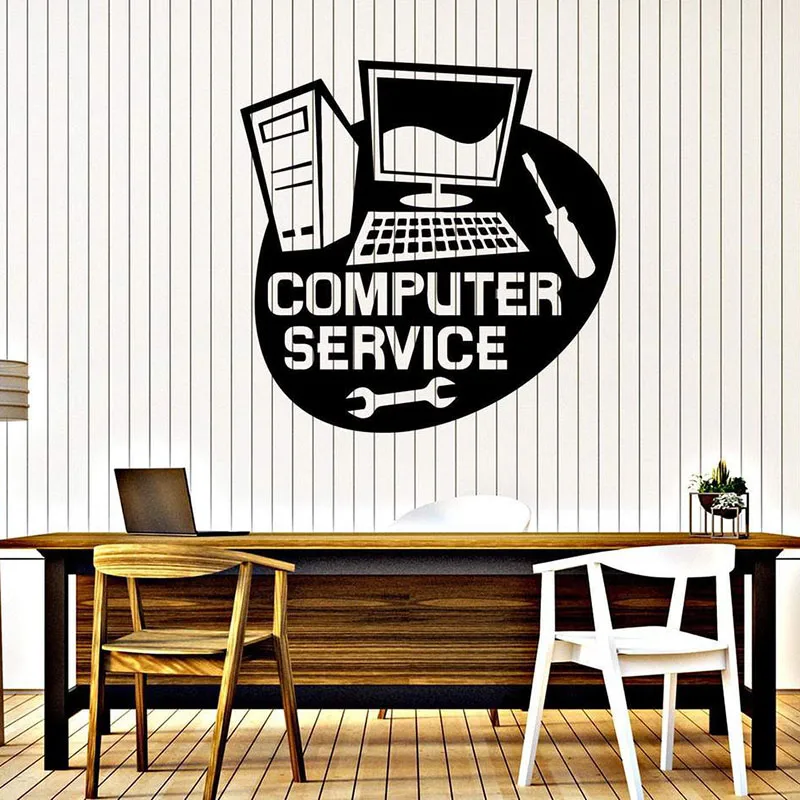 

Vinyl Wall Decal Computer Service Repair Stickers Mural Creative Logo Symbol Mural Removable Interior Poster Window Decor X27