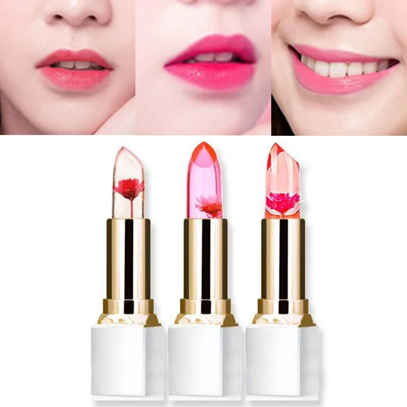 Прозрачный натуральный красный Lip Stick Температура Цвет изменить длительный увлажняющий крем цветок желе помады макияж