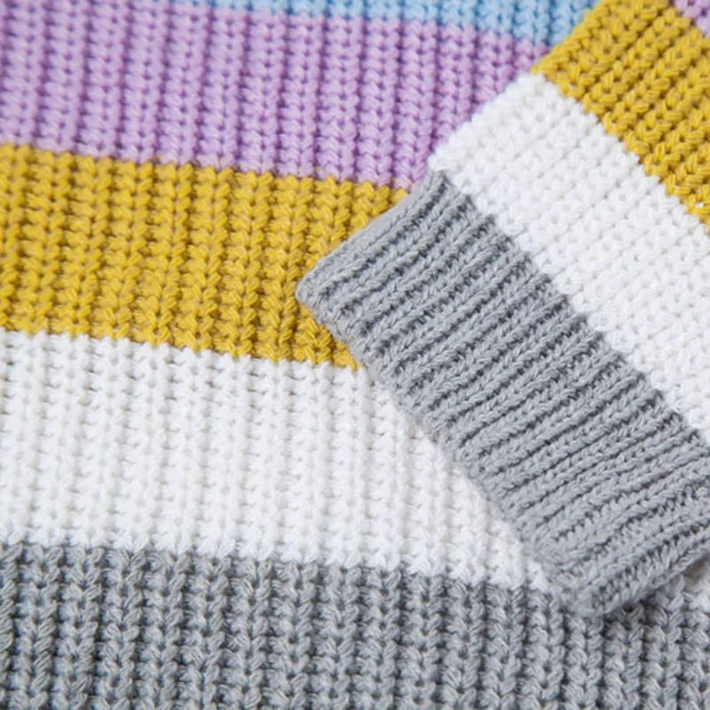 Autumn Winter Casual Fashion Sweater Pullovers O-neck Long-Sleeve Striped Knitted Sweater Tops B08SW827 Sweaters