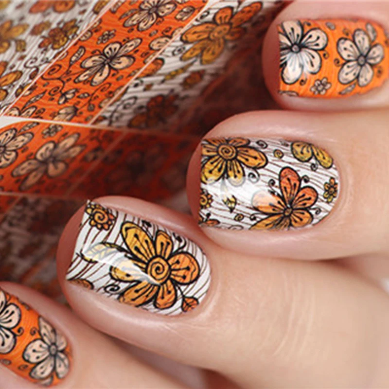 

ZKO 1 Sheets 2019 DIY Water Transfer Tips Nail Art Russian Chic Flower Designs Sticker Decals Women Beauty Wedding Nails