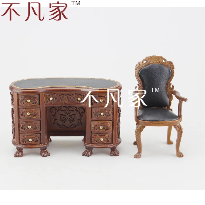 

DOLLHOUSE 1/12 SCALE MINIATURE FURNITURE OFFICE WELL MADE TABLE&CHAIR