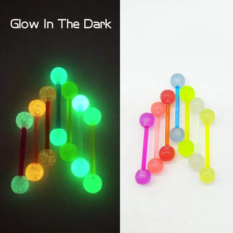 Lot de 6 Piercing langue Glow in the Dark