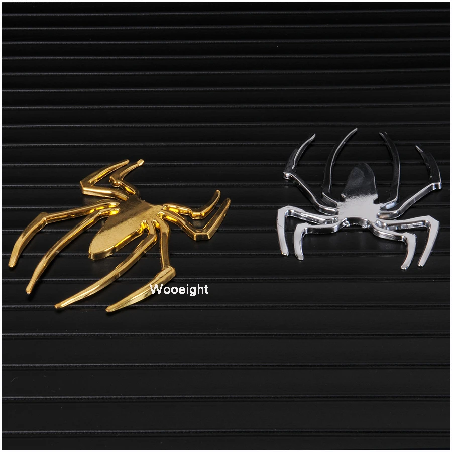 Wooeight Car-Styling 3D ChromeSilverGold Metal Spider Car Sticker Decal Badge 3D Animal For Auto Body Cars Motorcycle Mobile (4)