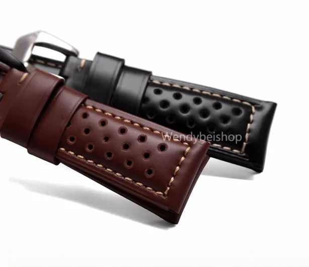 22 24 26 мм черный коричневый Натуральная кожа ручной работы толстые винтажные наручные часы ремешок ремень матовый Пряжка для Luminor