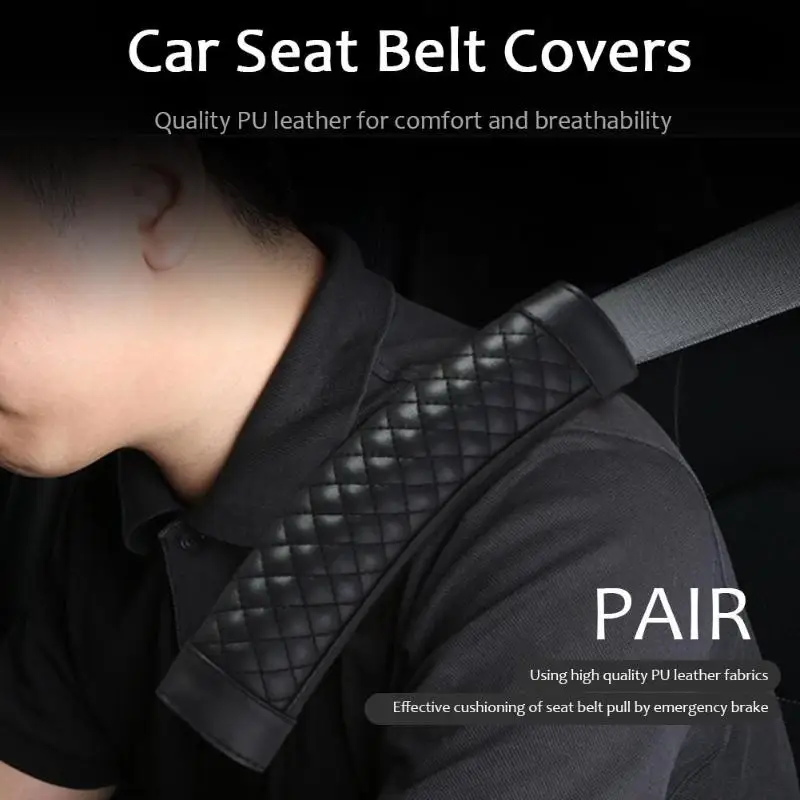 2pcs PU Leather Car Safety Seat Belt Cover Shoulder Selecting Leather for Comfort and Breath Pad Protection Padding Accessories