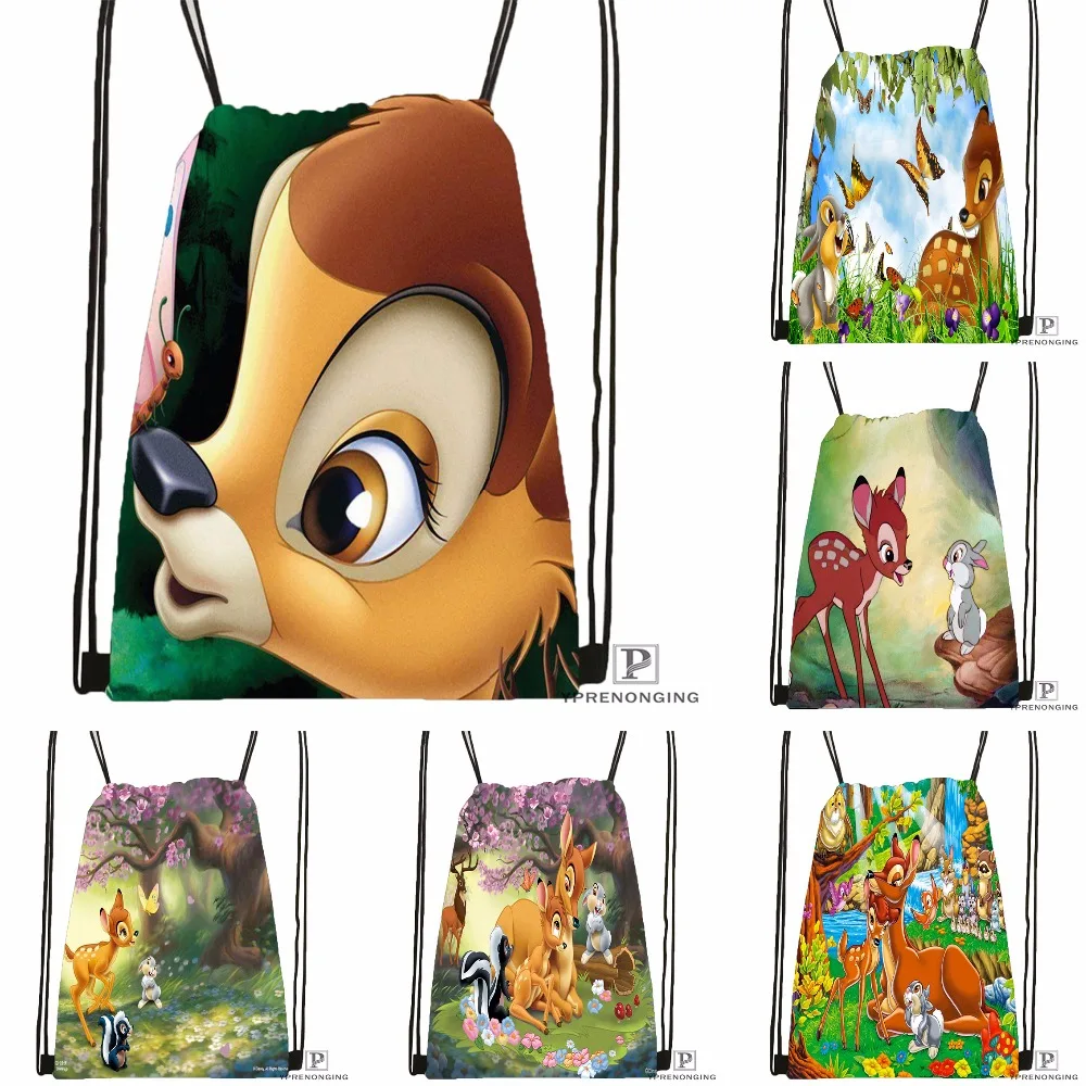 

Custom Bambi and Faline Adults Drawstring Backpack Bag Cute Daypack Kids Satchel (Black Back) 31x40cm#180531-03-03