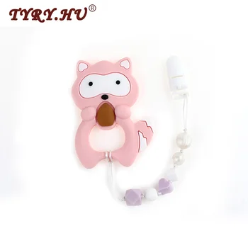

TYRY.HU 1Pcs Baby Silicone Teether Ring DIY Nursing Pacifier Chain Food Grade Teething Round Silicone Beads Baby Shower Gifts