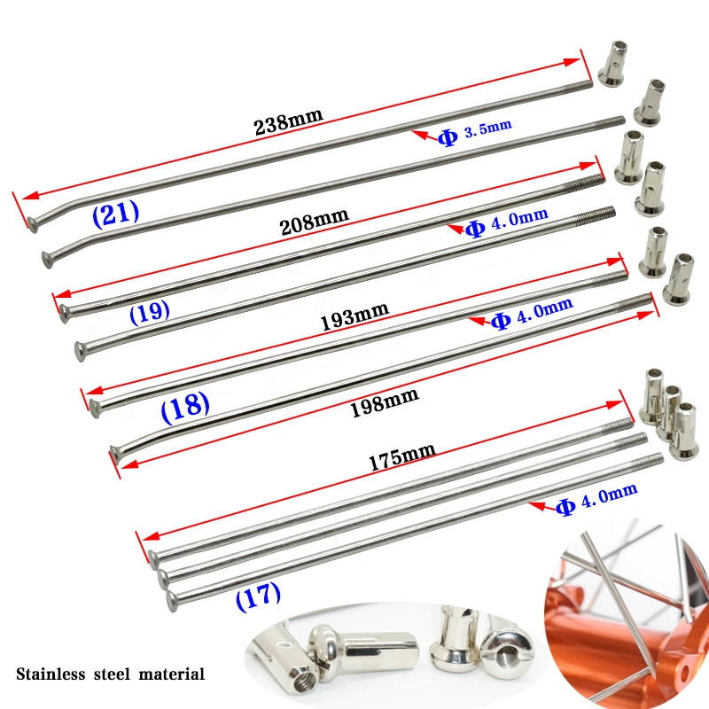 Спицы для мотоцикла, стальная проволока, круглые спицы, спицы, Круглый держатель 17 18 19 21, bold, Модифицированная универсальная нержавеющая сталь