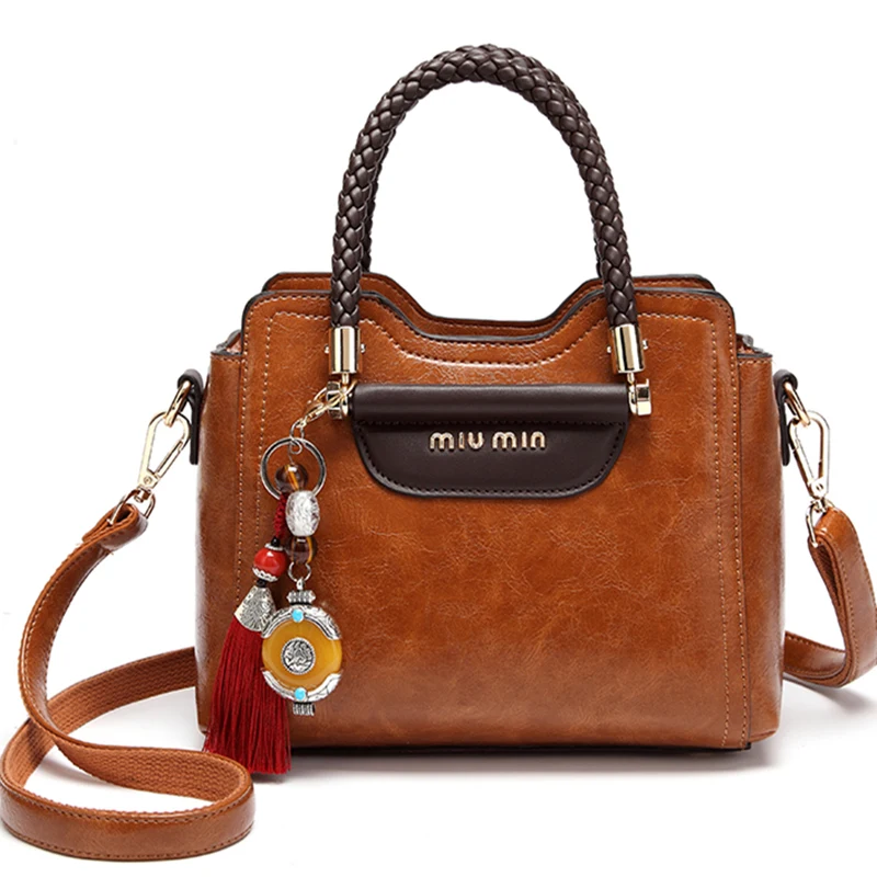 

oil wax handbag women high quality PU leather shoulder bag CHISPAULO brand New 2019 Retro bolsa feminina Send fashion pendant
