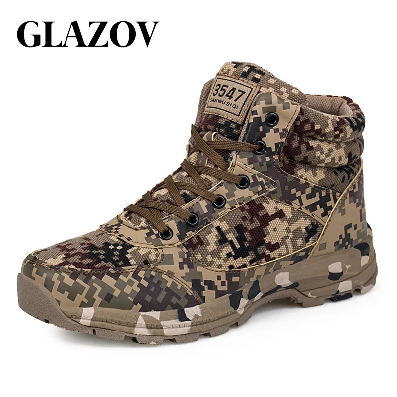 

GLAZOV New Winter Tactical Men Boots Camouflage Warm Wool Cotton Army Combat Military Shoes Men's Ankle Snow Boots Inside Fluff