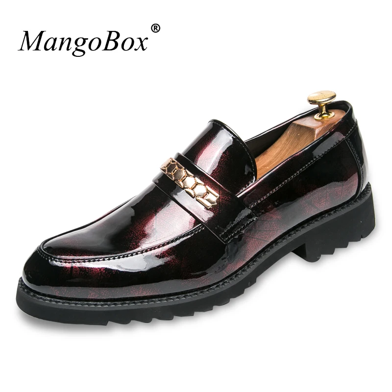 

Mens Leather Sneakers Wine Red Men Casual Shoes Slip-On Loafers Male Patent Leather Sneakers For Mans