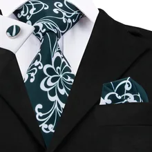 C-1233 Цветочная горловина, галстук, шейный платок и запонки принт Для мужчин s комплект галстуков с брендом Hi-галстуки мужские галстуки Corbatas