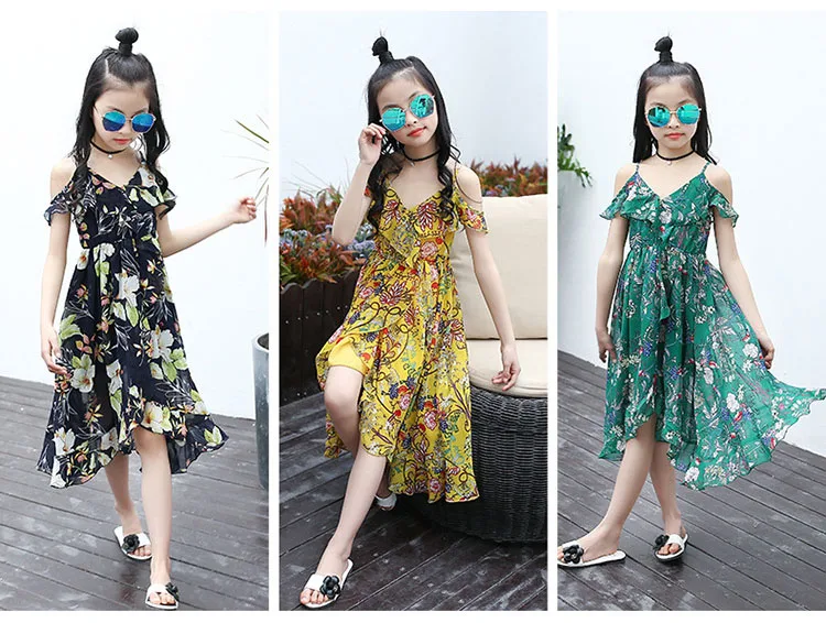 summer dress girl kids 2017 beach bohemian asymmetrical princess dress kids blue green yellow holiday little big girls clothing 5 6 7 8 9 10 11 12 13 14 15 16 years old little big teenage girls summer dress kids clothes girls  (18)