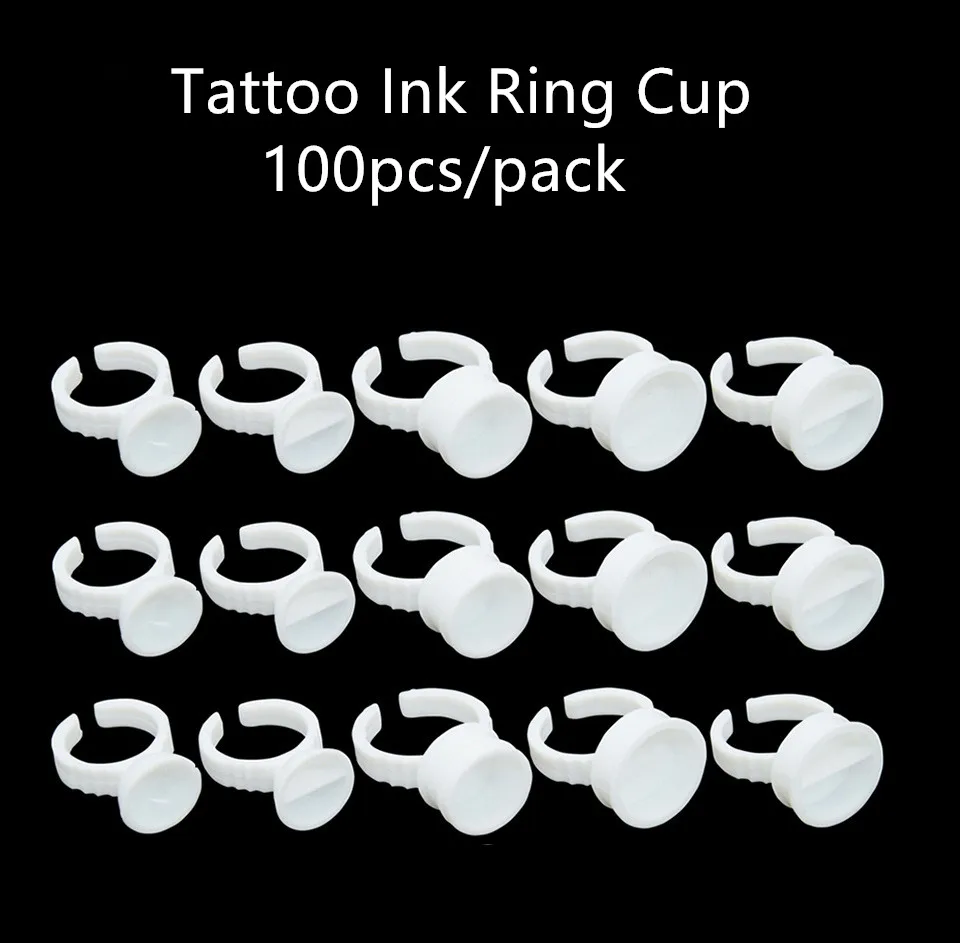 100pcs Ring Finger Tattoo Ink Cup For Permanent Make up Microblading