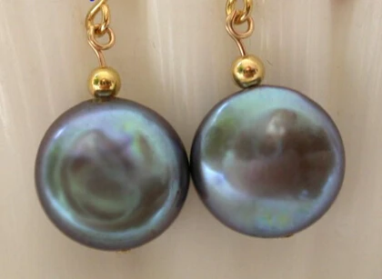

wb00541 2pc stunning 12mm black freshwater pearls drip dangle earrings 14/20
