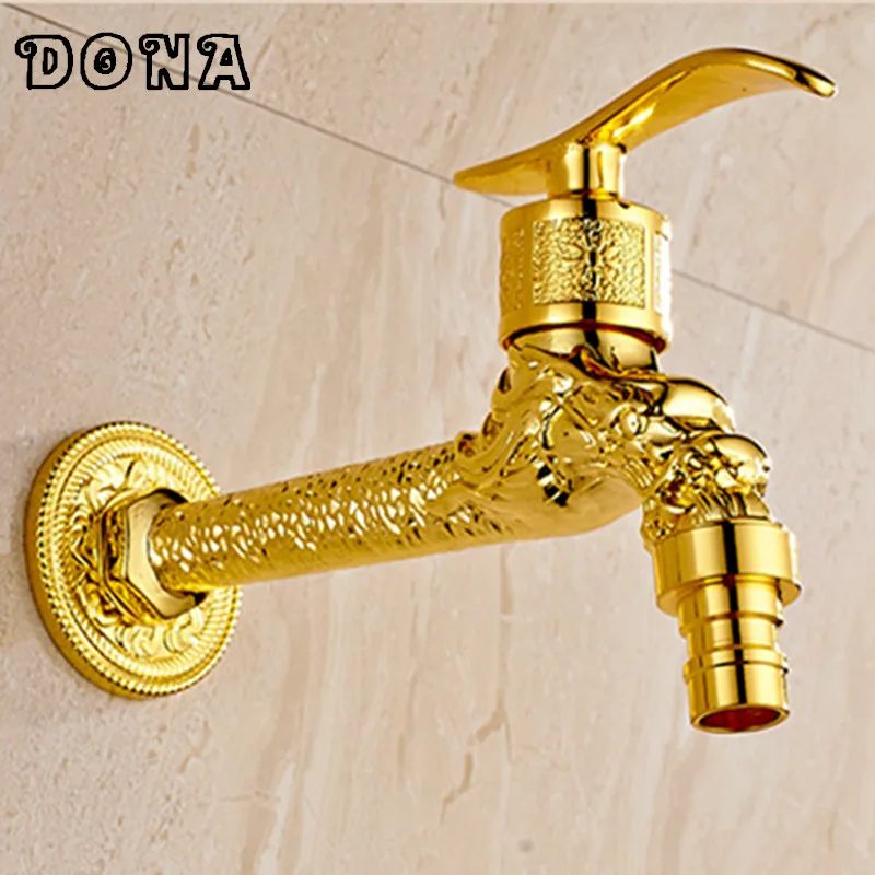 Brass Gold Wall mounted faucets,washing machine or bathroom corner