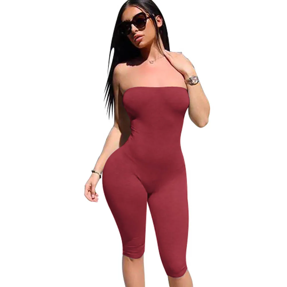 2019 الصلبة مثير حمالة عارية الذراعين Bodycon ضمادة دنة الصيف بذلة المرأة مثير السروال القصير قطعة واحدة داخلية للنساء