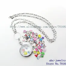 1 лот простой копия из нержавеющей стали плавающий медальон ожерелье цепь 30 мм медальон с 10 шт. Плавающий Шарм случайным образом