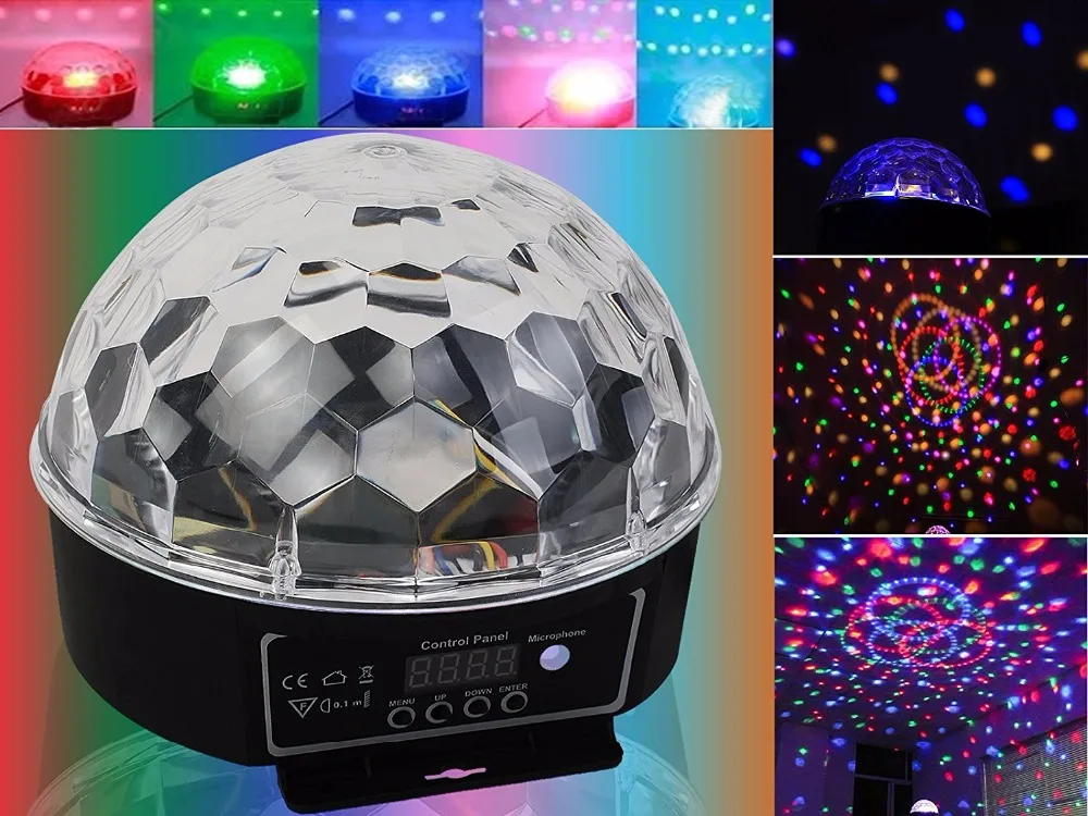 

1PCS 6 LED Color Chang remote control Disco Dj Stage Lighting 18W LED RGB Crystal Magic Ball Effect Light DMX512 KTV Party