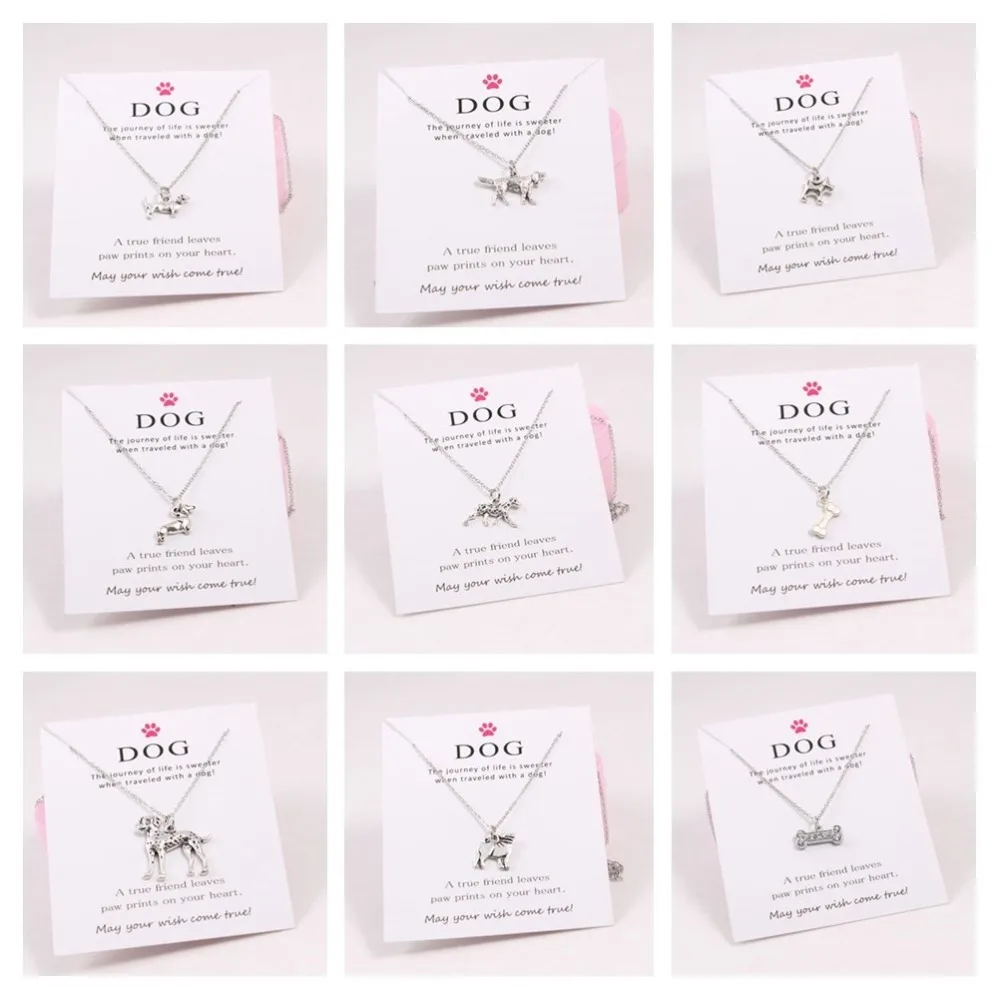 Mix Style Dalmatians Sausage Dog Shepherd Charms Pendant Necklace Fashion Wish Card for Lovers | Украшения и аксессуары