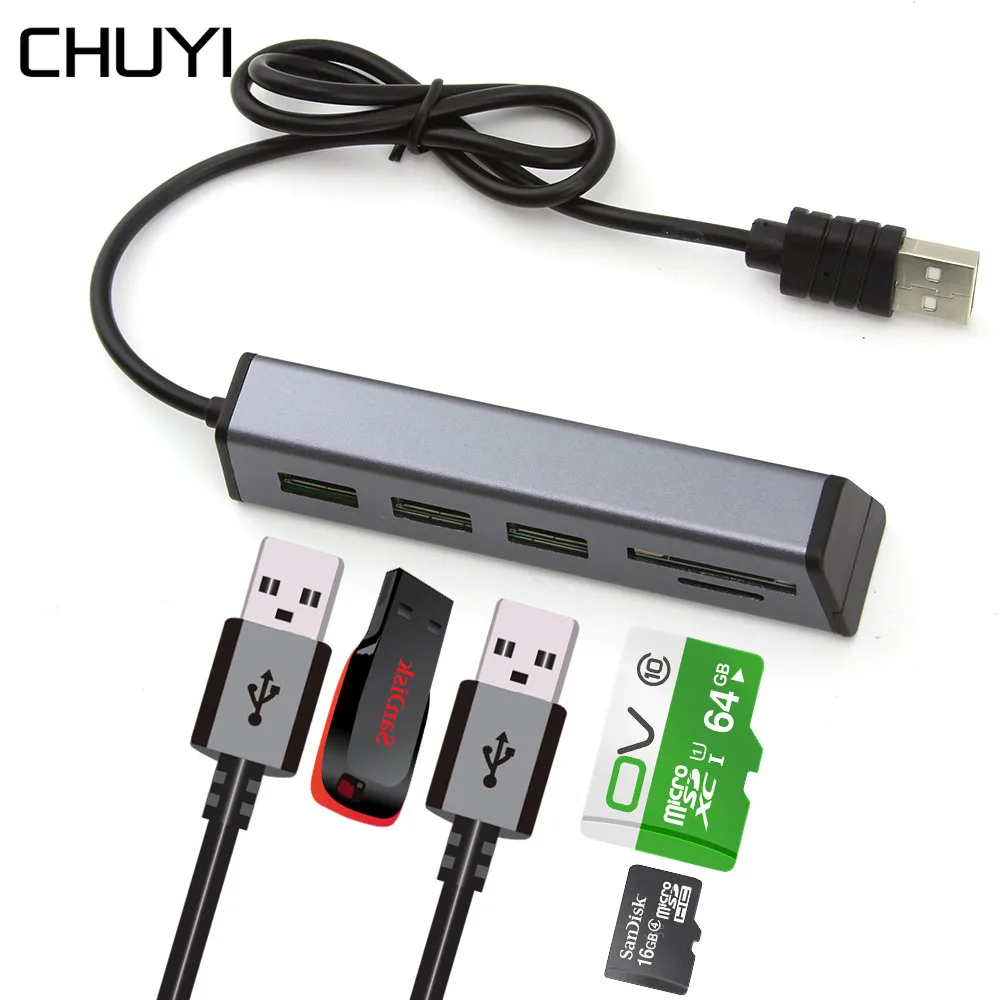 CHUYI Многофункциональный 3 порта USB 2 0 концентратор с несколькими расширителями