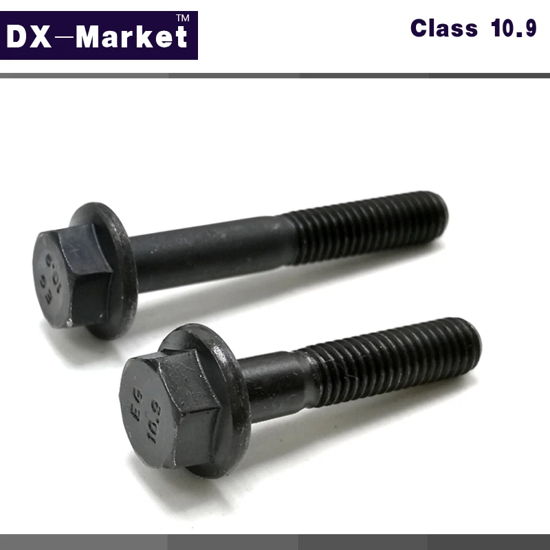 m6*50 , 10pcs , m6 hex flange screw Motor vehicle bolt , Alloy steel