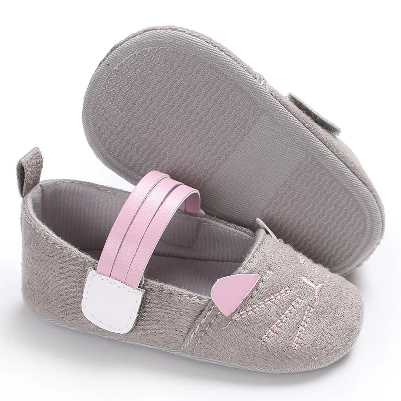 E& Bainel/милая детская обувь с рисунком кота; мягкая кожаная обувь для маленьких девочек; Нескользящие тапочки для малышей; обувь для малышей