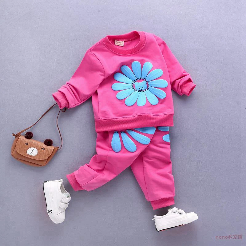 

Hitz female baby suit baby girls costume children sports suit kids T-shirts + pants 2 pieces sets tracksuit clothing Sets