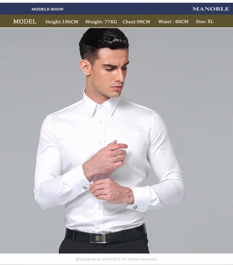 mens short sleeve white shirt High Quality 2021 Brands New Regular Fit Shirts for Men Business Long Sleeve Cufflink Cotton Solid Color Camisas De Hombre mens short sleeve dress shirts