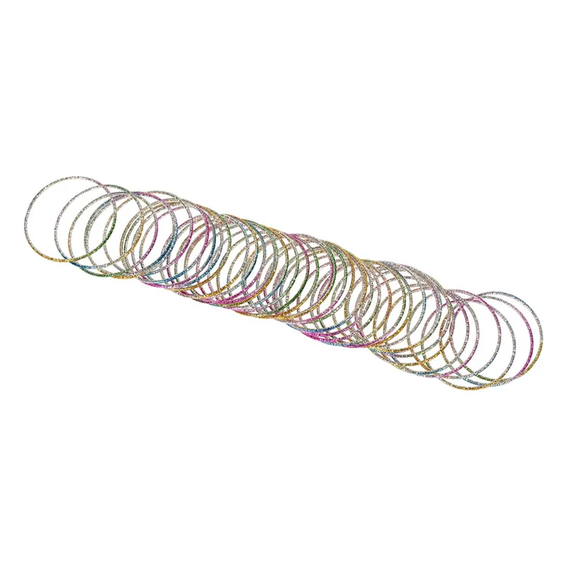 Bangle Bracelet 50pcs/Lot Colorful Loop Alloy Thin Circle Chromatic Aluminum Charm For Children 45mm