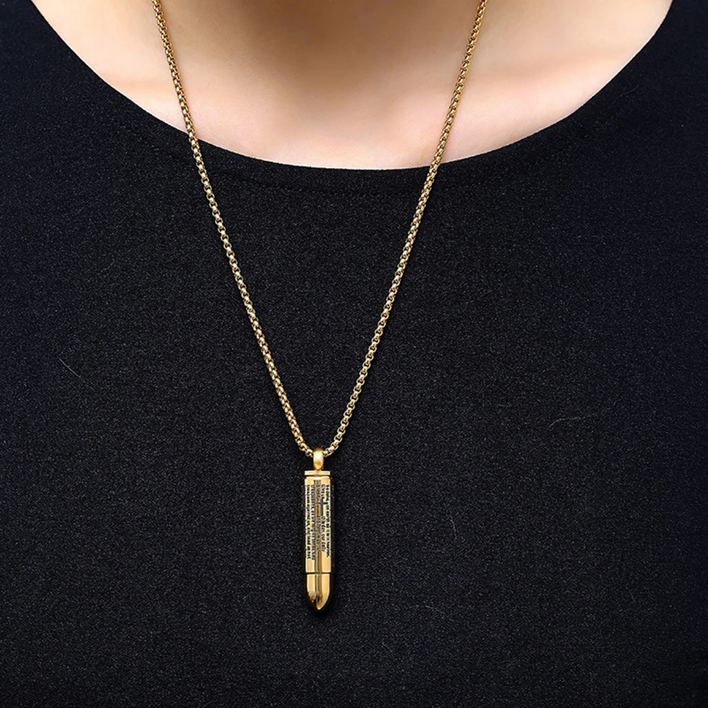 Stainless Steel Cross Bible Bullet Cremation Ashes Urn Pendant
