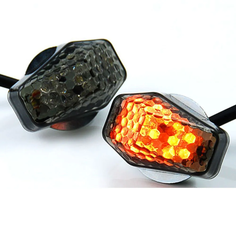 

2pcs Motorcycle Turn Signal Indicator Blinker Light Universal 15 Amber LED Flush Mount Smoke DC 12V 5.4w Lights J13