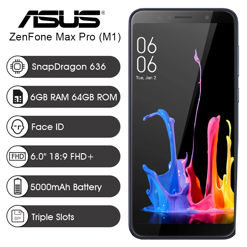 Глобальная версия Asus ZenFone Max Pro M1 ZB602KL Snapdragon 636 4G LTE смартфон 6 дюймов 18:9 FHD 5000 мАч сенсорный телефон Android