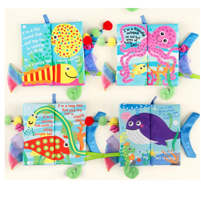 

English Language Soft Fabric Cloth Book 0~12 Months Animal Style Baby Toys Hot Early Development Books Learning Education Toy